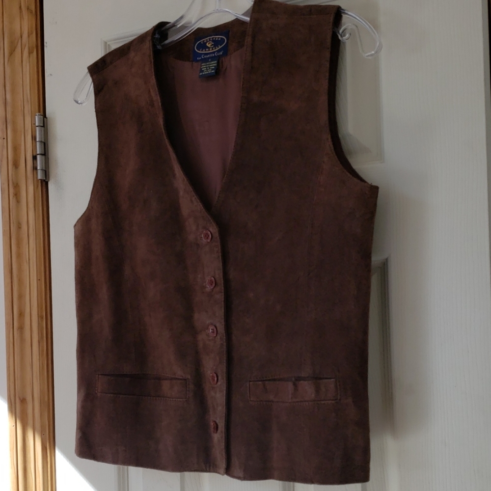 Chocolate Brown Suied Button Down Vest - image 2